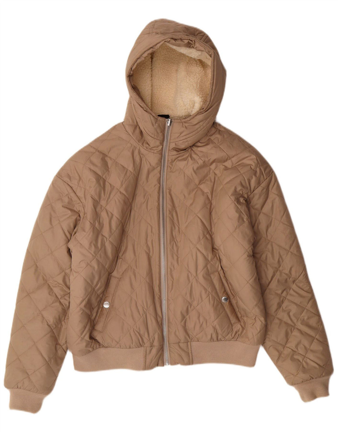 HOLLISTER Ženska prošivena jakna s kapuljačom UK 10 Small Beige Poliester