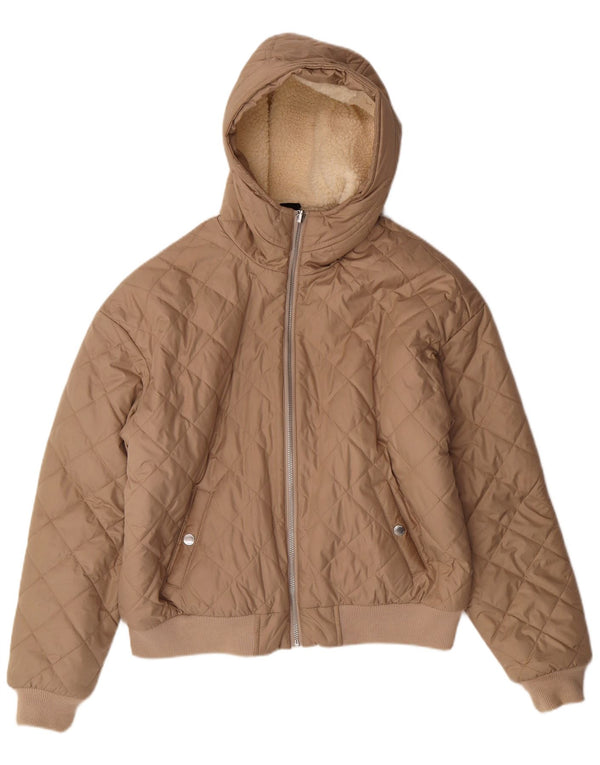 HOLLISTER Ženska prošivena jakna s kapuljačom UK 10 Small Beige Poliester