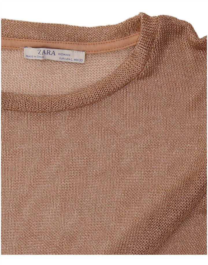 Zara ženska majica dugih rukava UK 16 Large Gold