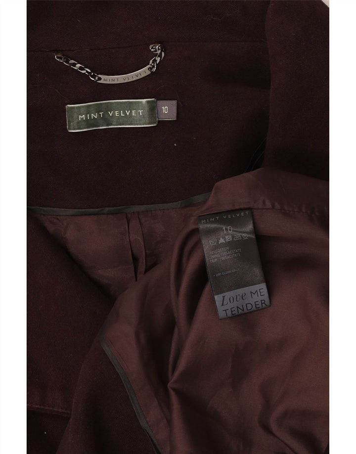 MINT VELVET Ženski graškasti kaput UK 10 Mali smeđi pamuk