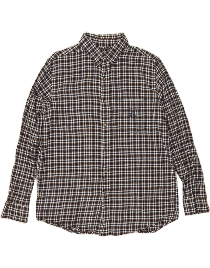 CHAPS Mens Flannel Shirt Large Brown Check Cotton Vintage Chaps and Second-Hand Chaps from Messina Hembry 