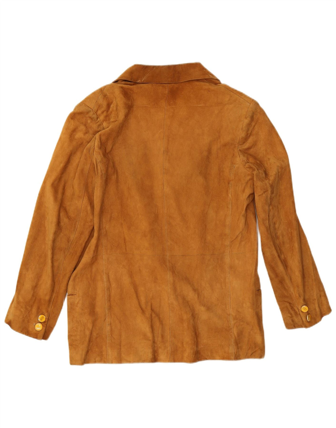 Vintage ženska jakna od brušene kože s 2 gumba UK 12 Srednje bež kožna