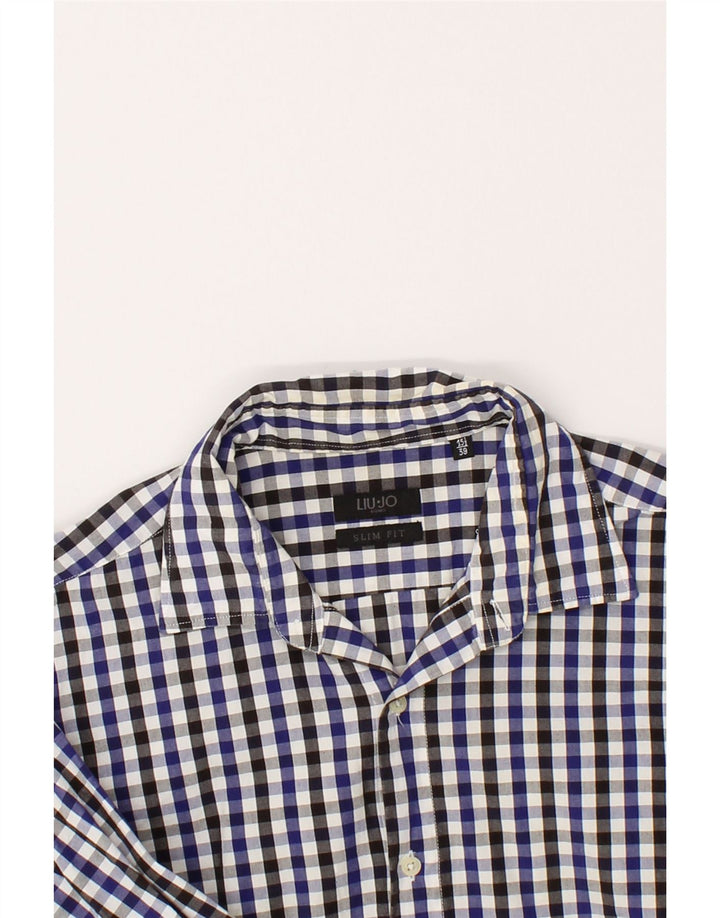 LIU JO Mens Slim Fit Shirt Size 39 15 1/2 Medium Blue Check Vintage Liu Jo and Second-Hand Liu Jo from Messina Hembry 