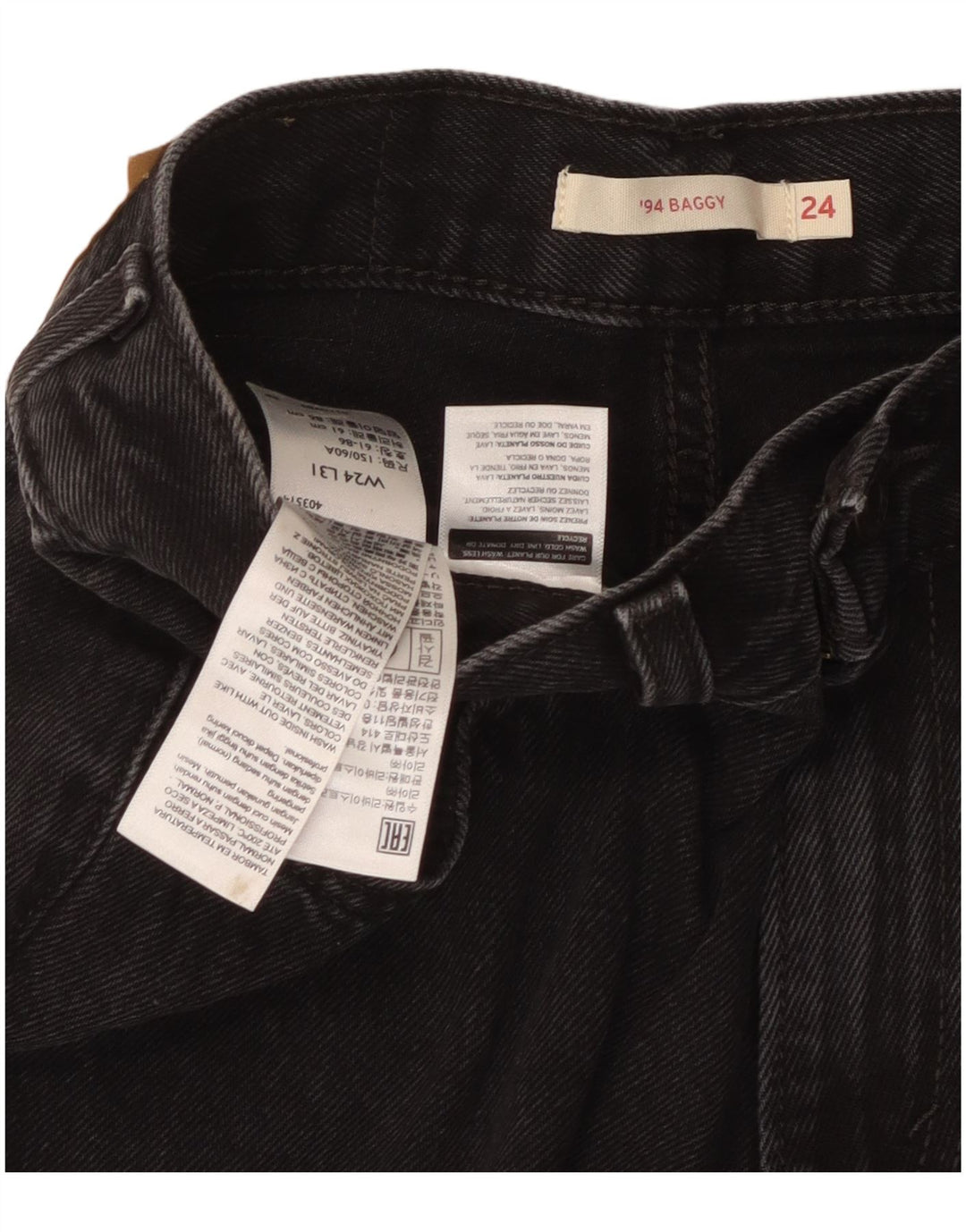 Levi's široke široke traperice W24 L31, crni pamuk
