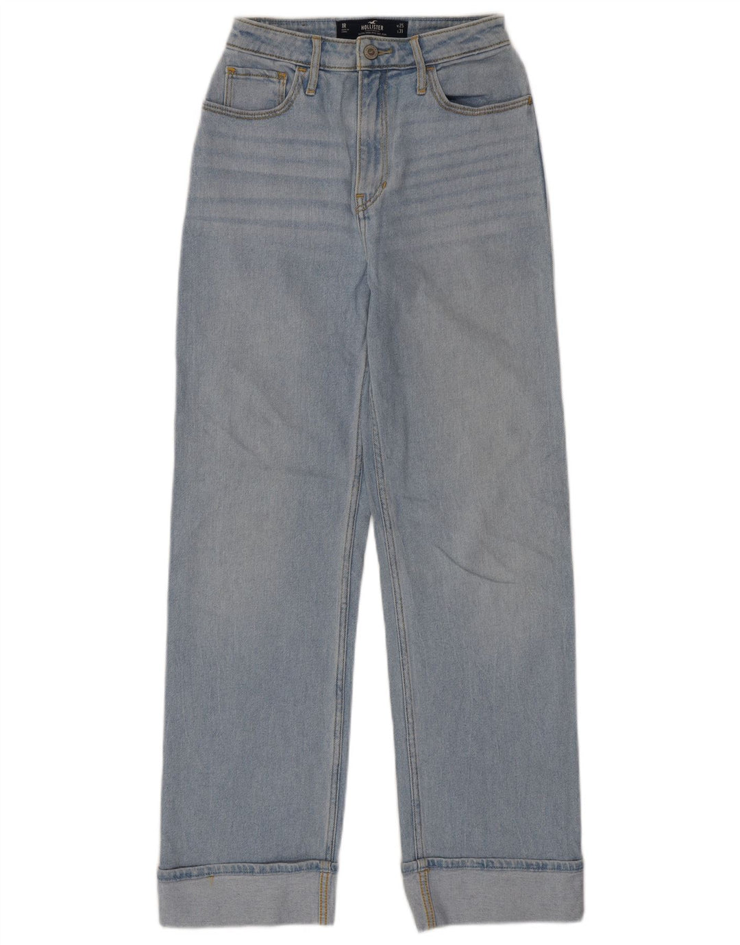 HOLLISTER Ženske ravne traperice visokog struka W25 L31 plavi pamuk