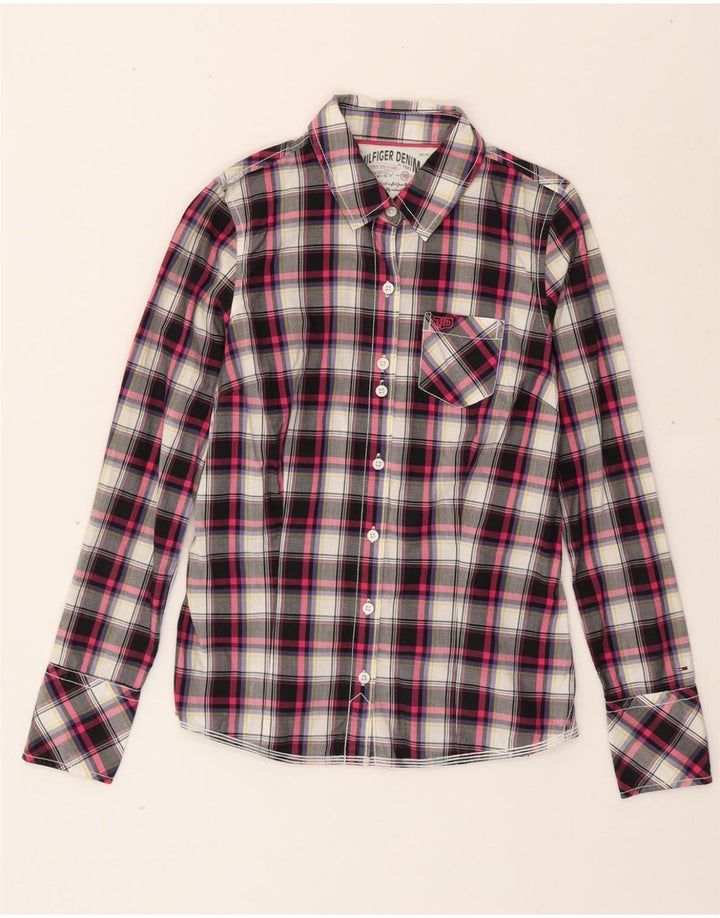 TOMMY HILFIGER Womens Shirt UK 10 Small Multicoloured Check Cotton Vintage Tommy Hilfiger and Second-Hand Tommy Hilfiger from Messina Hembry 