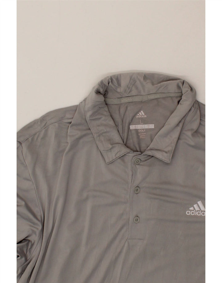ADIDAS Mens Golf Polo Shirt Large Grey Polyester Vintage Adidas and Second-Hand Adidas from Messina Hembry 