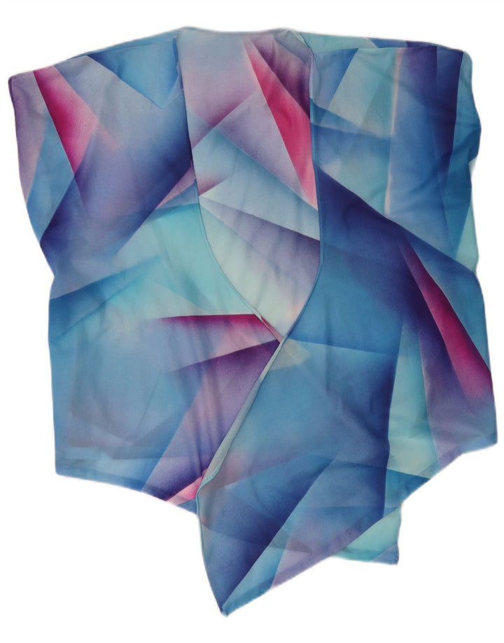 Vintage ženski asimetrični kardigan UK 14 srednje plavi geometrijski