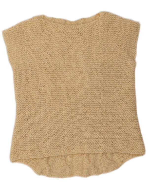 VINTAGE ženski prsluk bez rukava UK 12 Srednje bež