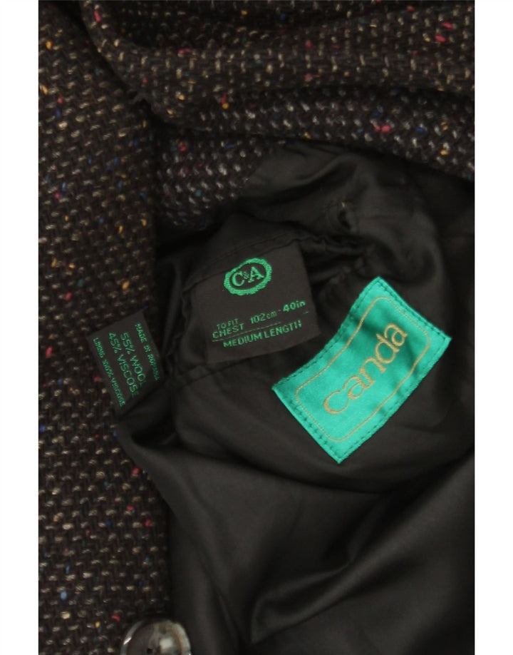 CANDA Womens Double Breasted Coat UK 12 Medium Black Flecked Wool Vintage Canda and Second-Hand Canda from Messina Hembry 