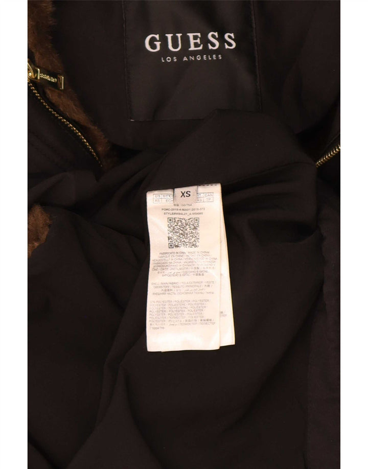 Guess ženska jakna parka s kapuljačom s grafičkim motivima UK 6 XS crni poliester