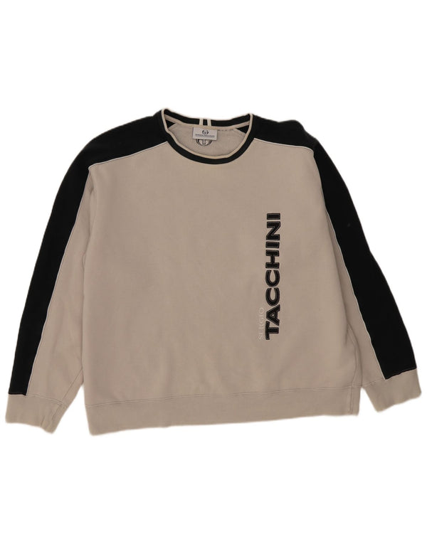 Sergio Tacchini muški džemper s grafičkim motivima 3XL sivi pamuk u blokovima boja