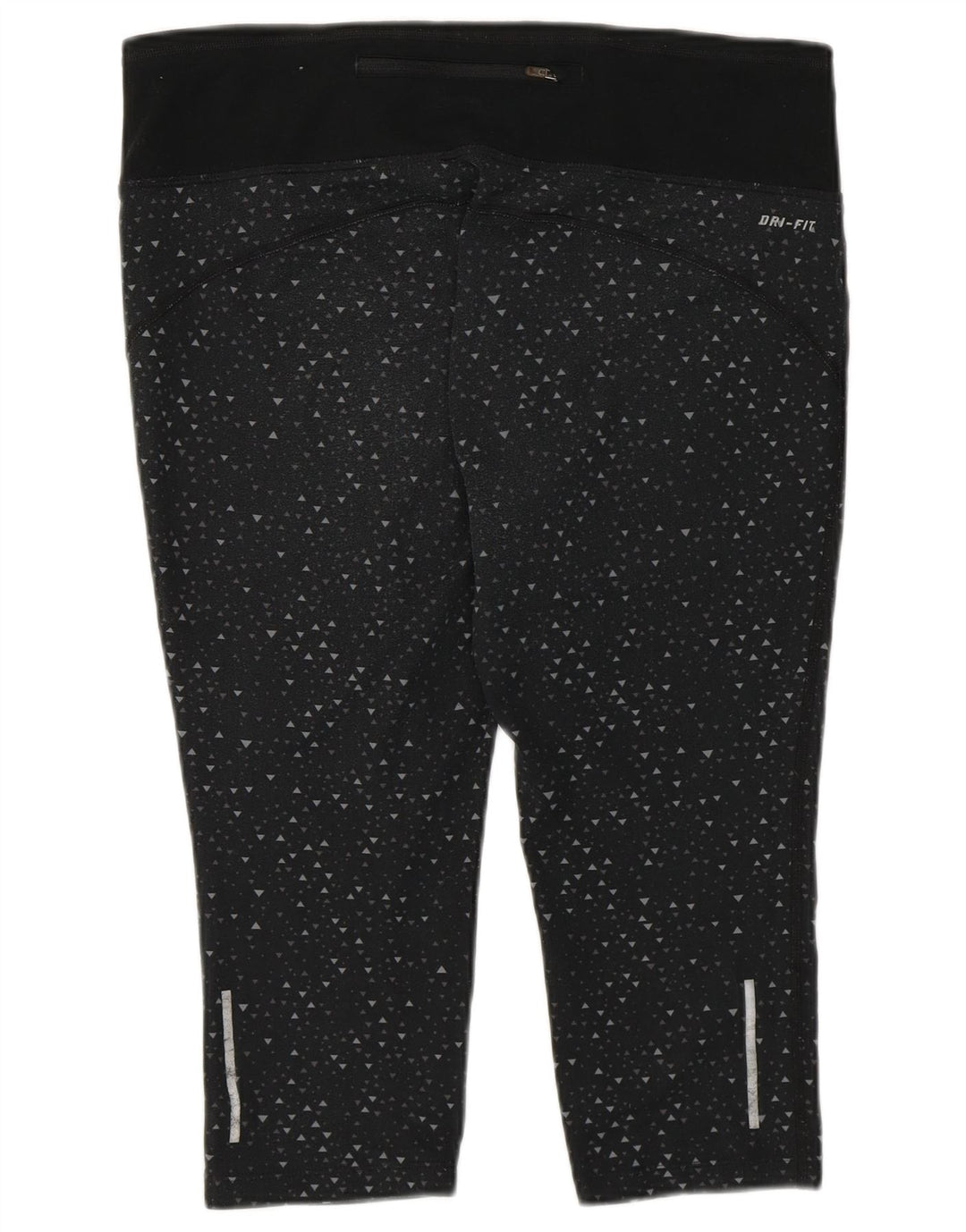 Nike Ženske Dri Fit Capri Leggings UK 16 Veliki crni geometrijski poliester