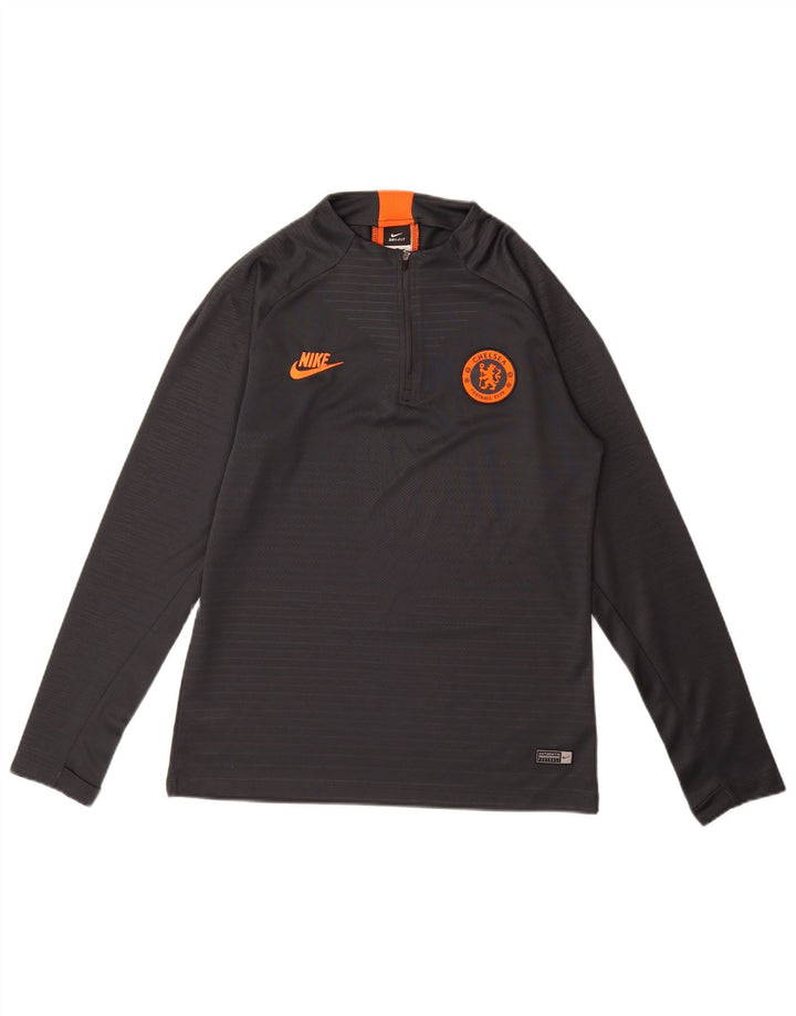 Nike Mens Chelsea FC Zip Deck Graphic Majica dugih rukava mala siva poliester