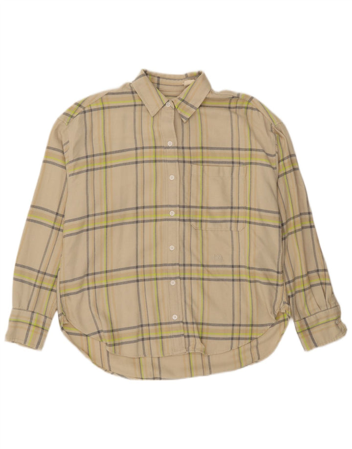 LEVI'S Mens Relaxed Flannel Shirt Small Beige Check Cotton