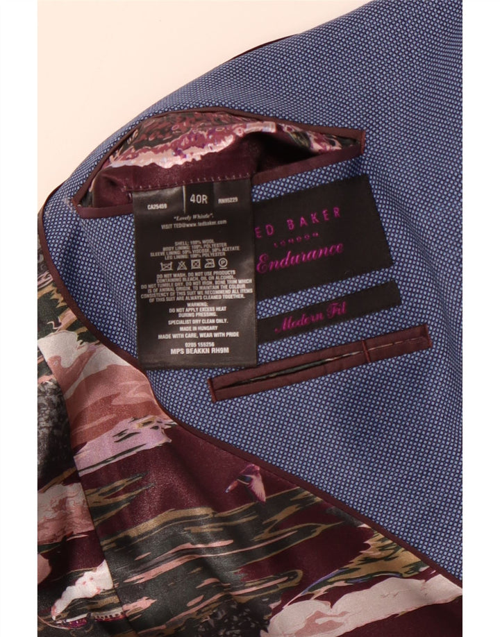 TED BAKER Muška moderna jakna sa 2 gumba UK 40 Large Blue Spotted