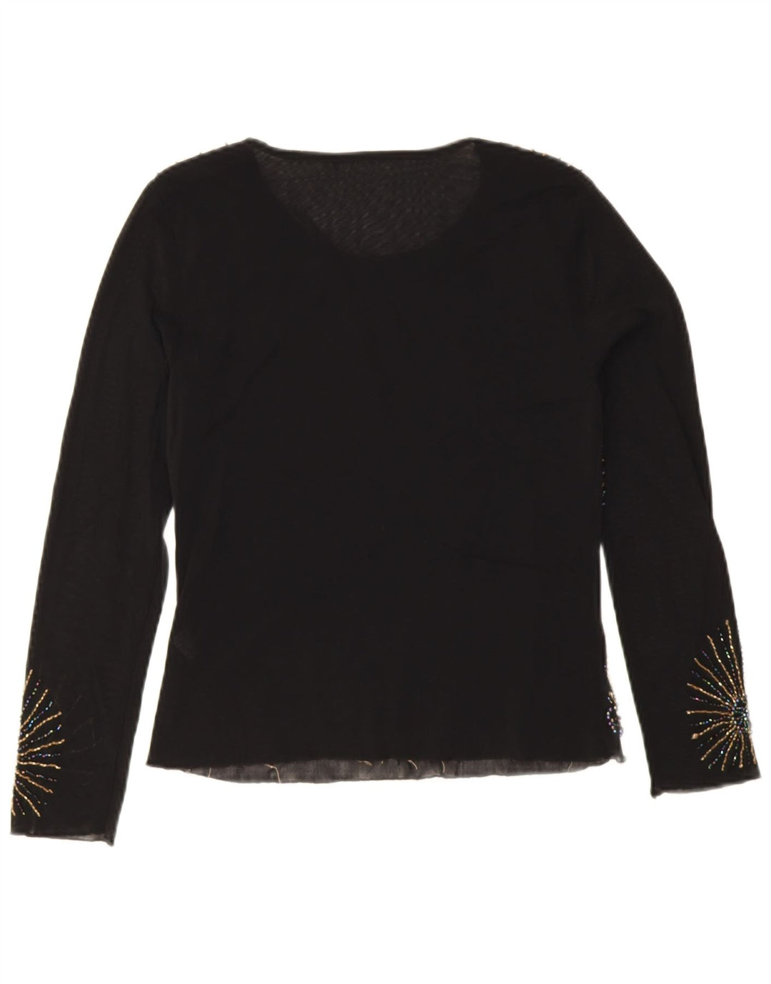 Vintage ženska majica dugih rukava UK 10 Mala crna cvjetna viskoza