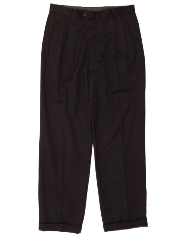 COMERO Muške hlače s štipaljkama IT 48 Srednje W30 L30 Crna vunena