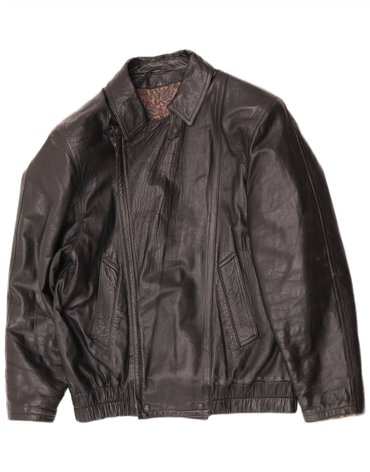 Vintage muška kožna jakna UK 36 Mala crna kožna