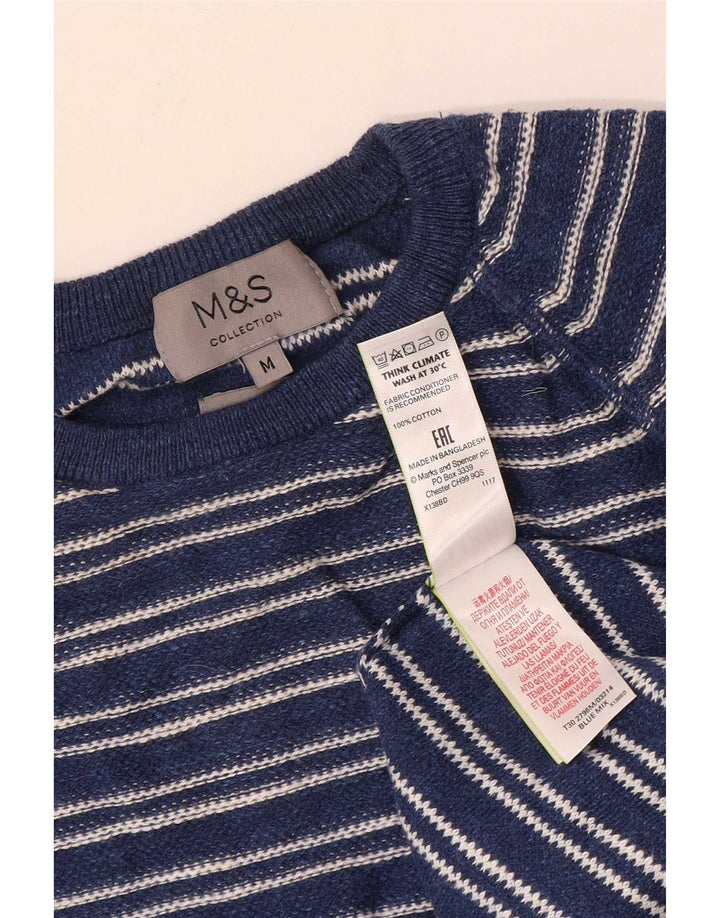 Marks & Spencer muški džemper s okruglim izrezom srednje tamnoplave pruge