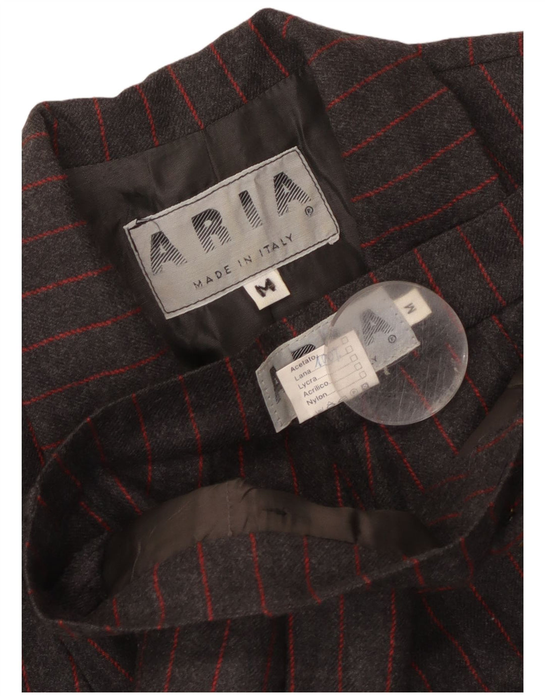 Aria Ženski dvodijelni komplet s dvostrukim kopčanjem UK 14 Srednji W26 Siva prugasta vuna