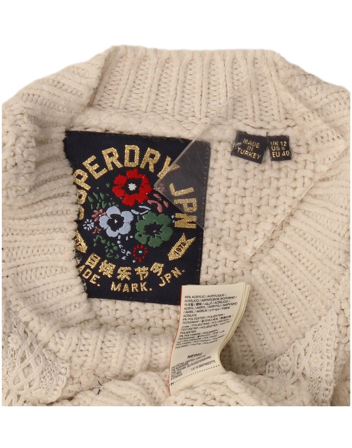 Superdry ženski pulover s okruglim izrezom UK 12 srednje bijele boje