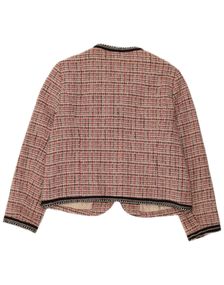 Zara ženski sako jakna UK 18 XL, ružičasti karirani pamuk