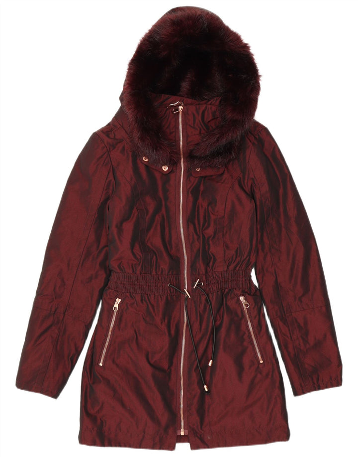 Ženska parka jakna Ted Baker s kapuljačom, veličina 1 XS, bordo poliester