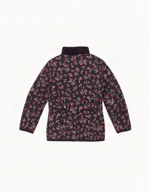 Joules Girls Quilted Jacket 5-6 Years Navy Blue Floral Polyester