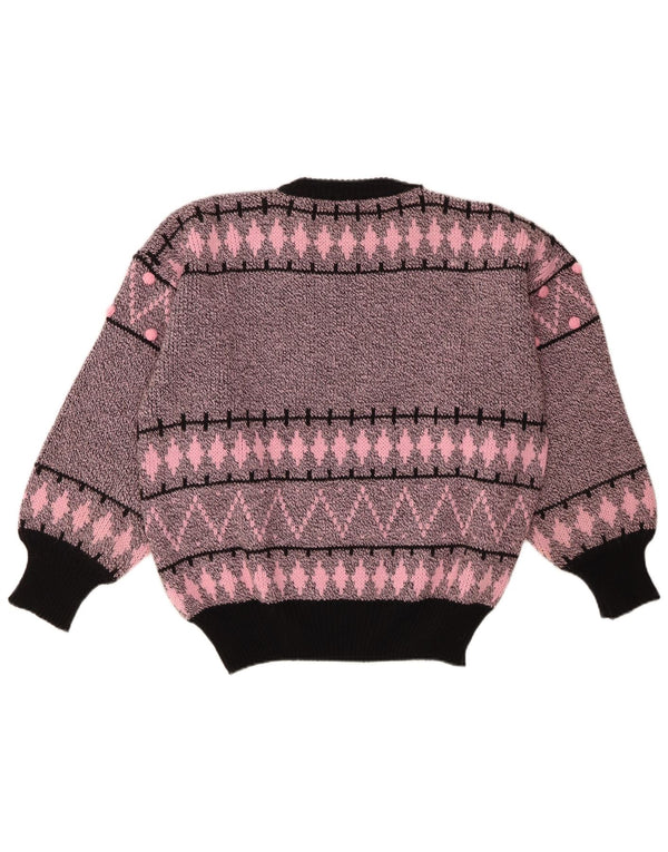 Vintage Womens Crew Neck Jumper Sweater EU 40/42 Medium Pink Geometric