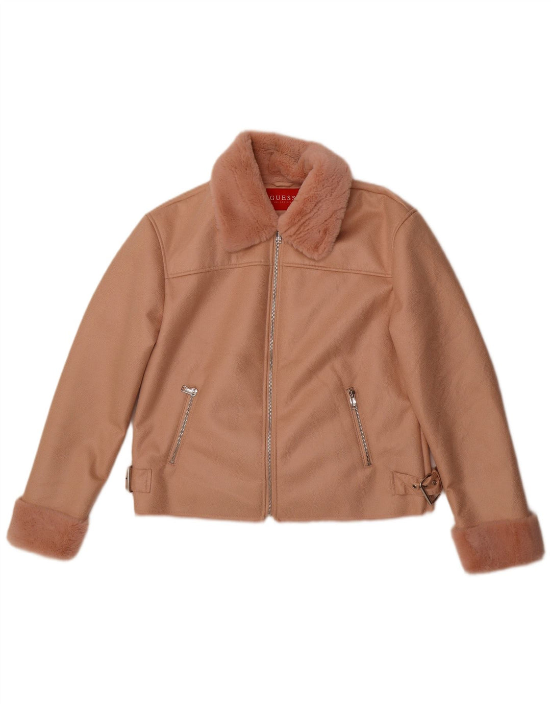 Guess ženska šerpa jakna od umjetne kože UK 12 Srednje ružičasti poliester