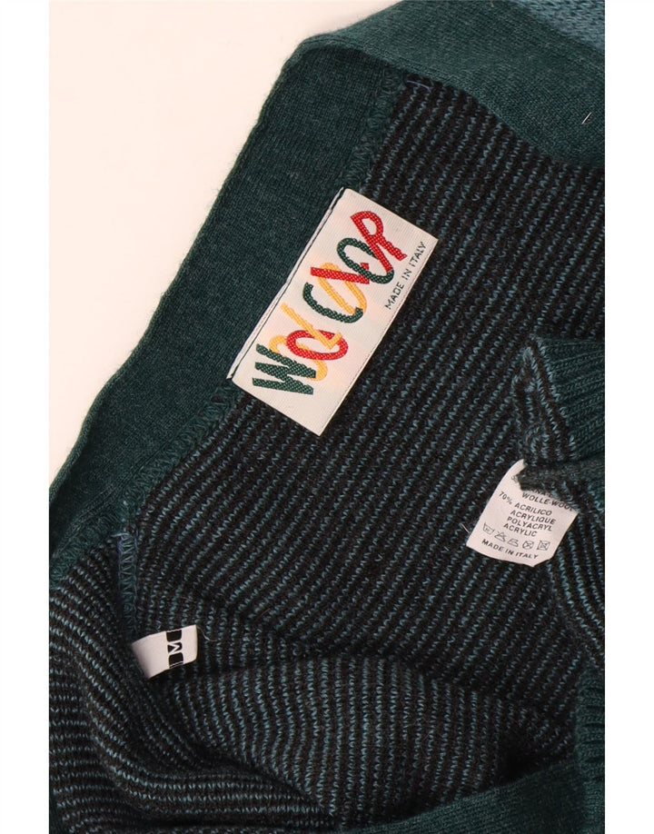 Vintage muški kardigan džemper srednje tirkizne boje Argyle/Dijamantna vuna