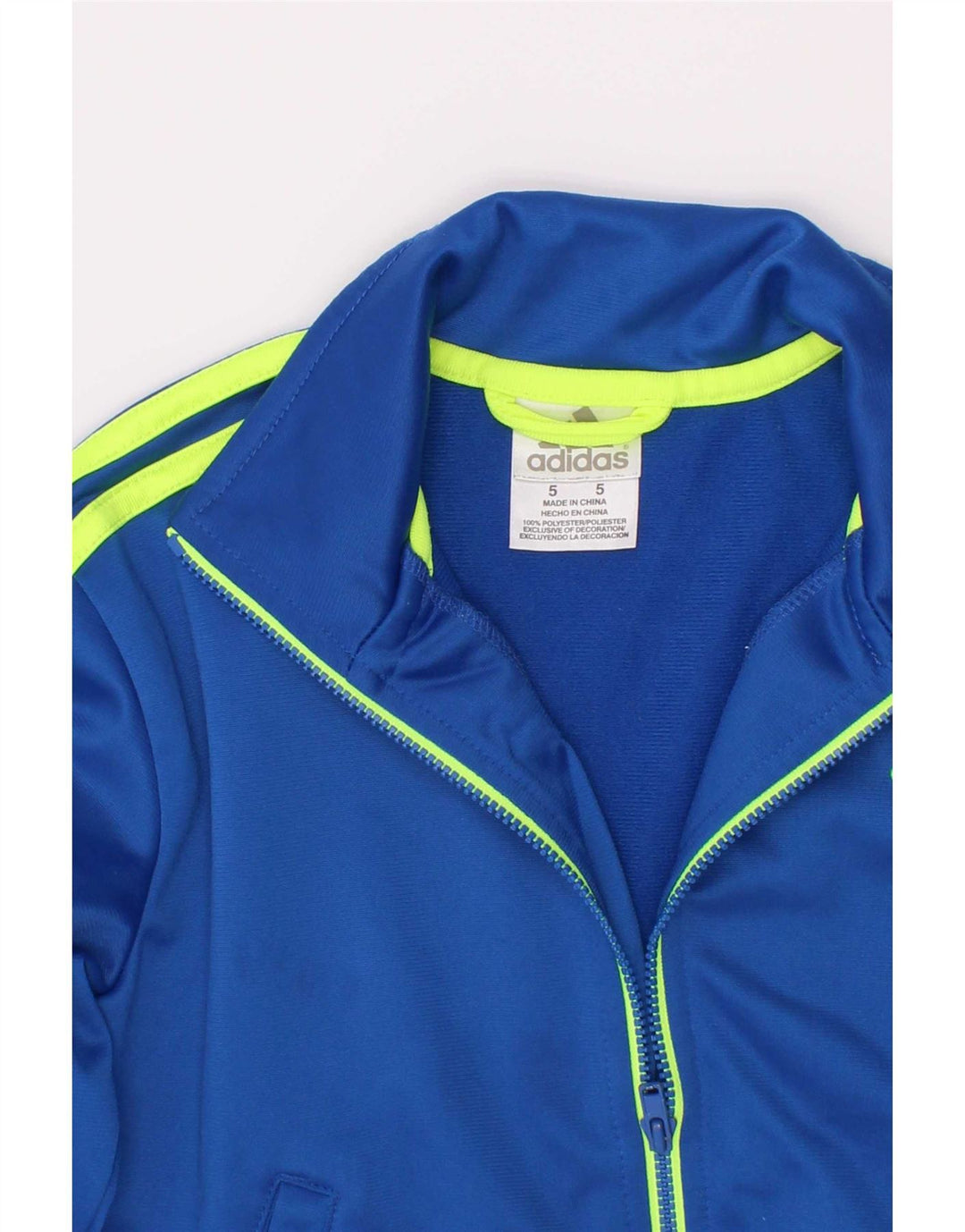 Gornja jakna od trenirke Adidas za dječake 4-5 godina, plavi poliester