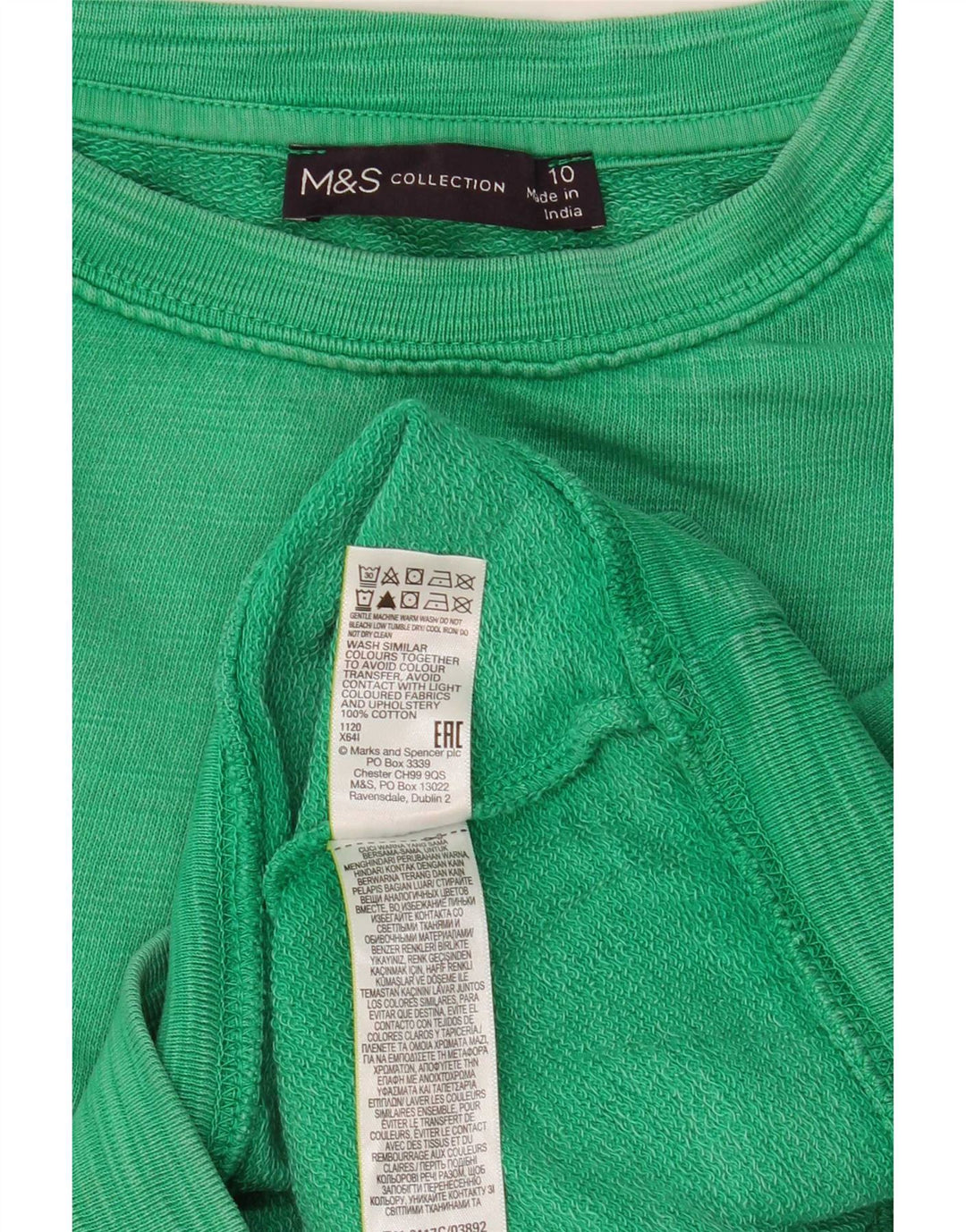 Marks & Spencer ženski džemper prekomjerne majice UK 10 Mali zeleni pamuk