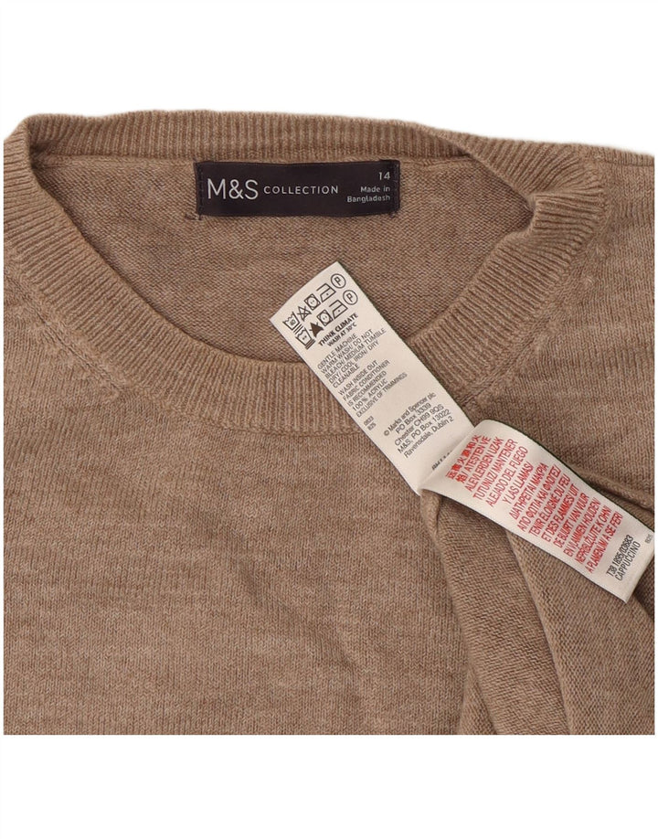 Marks & Spencer ženski džemper s okruglim izrezom UK 14 srednje bež akril
