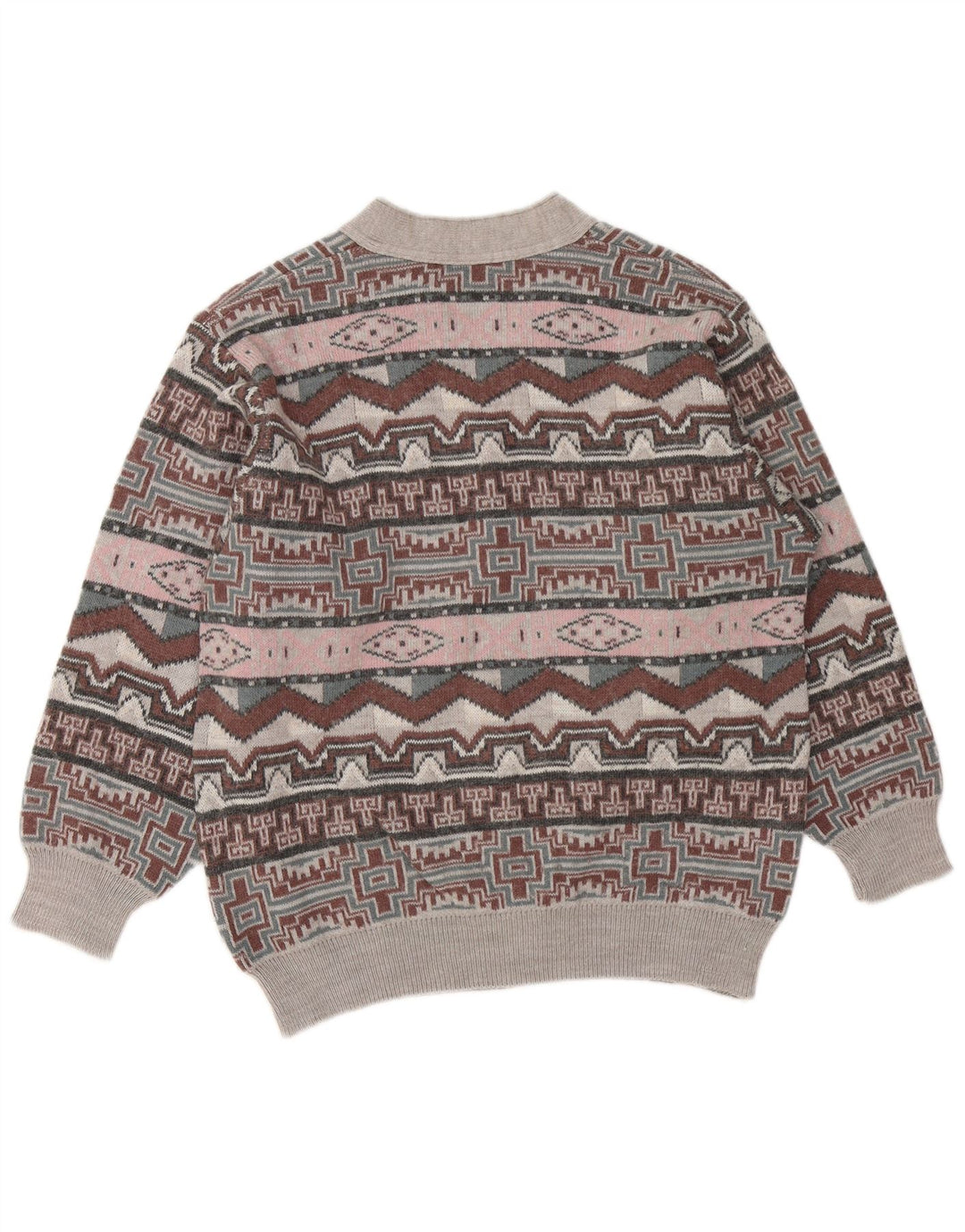 VINTAGE muški džemper s V-izrezom srednje sivi geometrijski