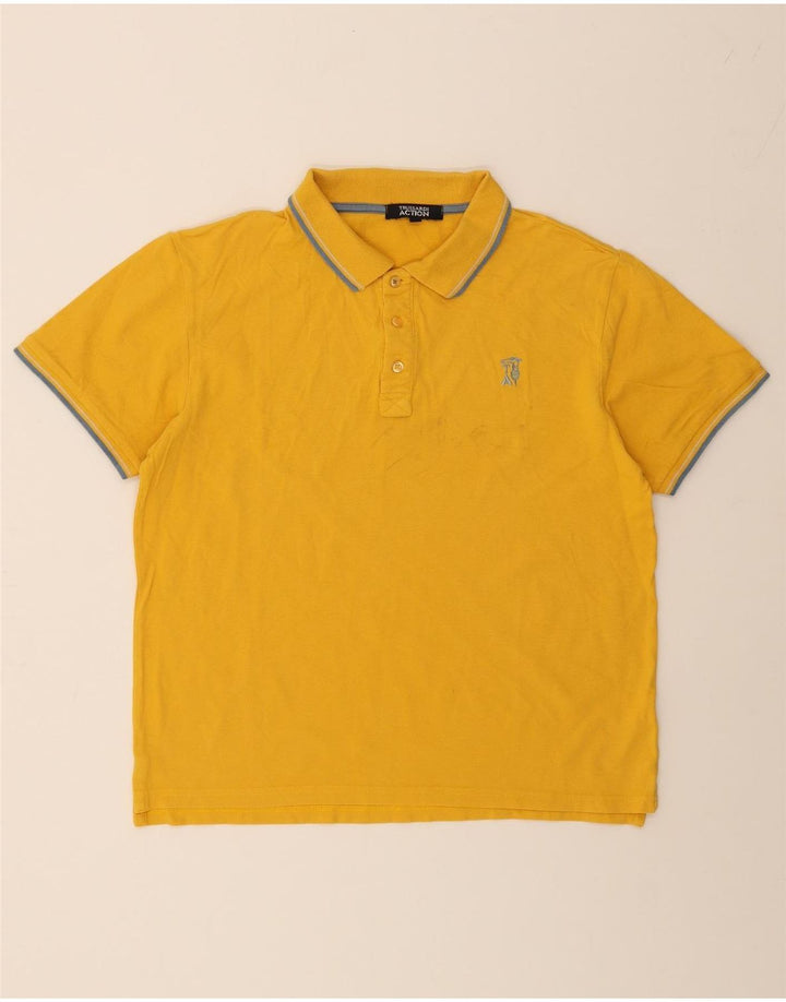 TRUSSARDI Mens Polo Shirt Large Yellow Cotton Vintage Trussardi and Second-Hand Trussardi from Messina Hembry 