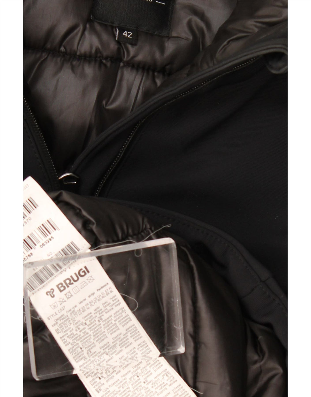 BRUGI ženski podstavljeni kaput s kapuljačom IT 42 srednji crni poliamid