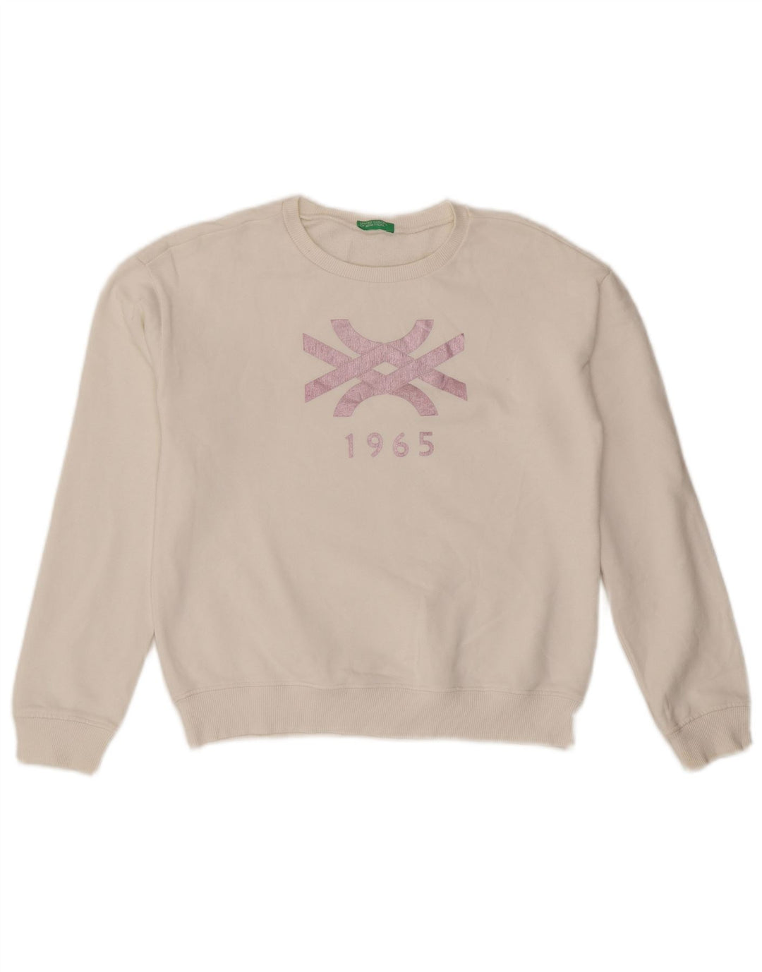 Benetton ženski džemper s grafičkim motivima UK 10 Small White