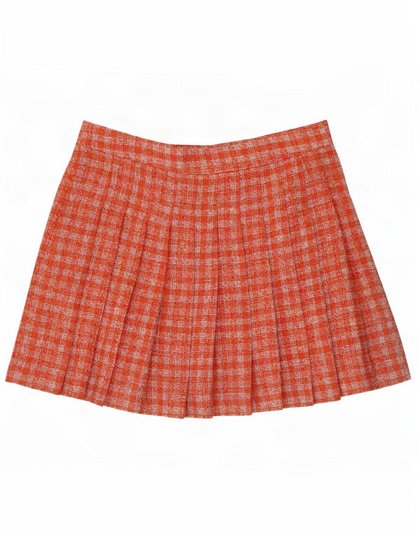 Zara ženska mini plisirana suknja s noževima velika W30 narančasta gingham poliester