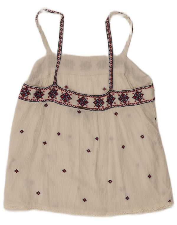 Superdry Womens Cami Top UK 10 Small White Fair Isle Viskoza