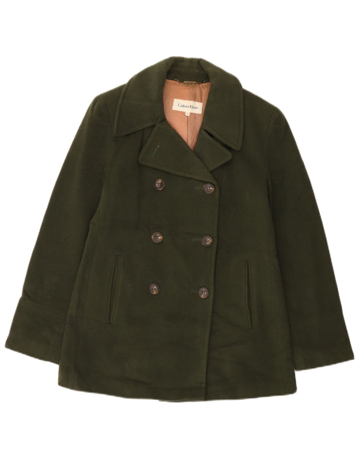 CALVIN KLEIN Ženski graškasti kaput US 6 Srednja kaki vuna