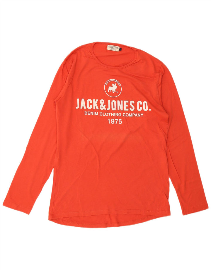JACK & JONES Muška majica dugih rukava s grafikama, veliki narančasti pamuk