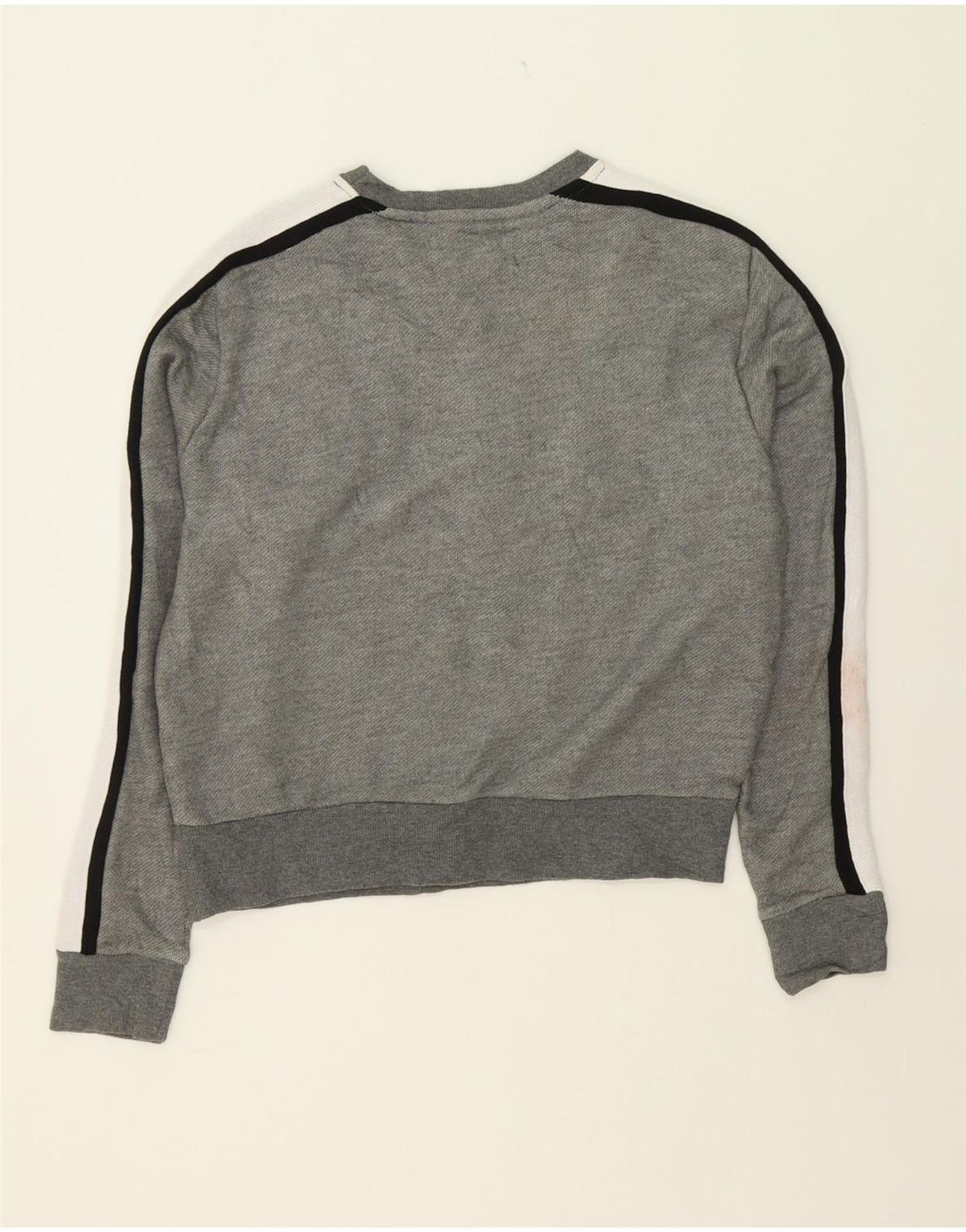 FILA Womens Crop Graphic Sweatshirt Jumper UK 14 Medium Grey Colourblock Vintage Fila and Second-Hand Fila from Messina Hembry 
