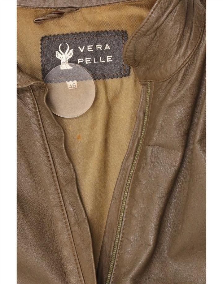 Vintage ženska kožna jakna IT 46 velika kaki koža