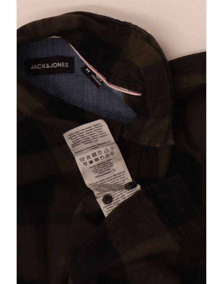 Jack & Jones muška flanelska košulja srednje veličine kaki gingham pamuk