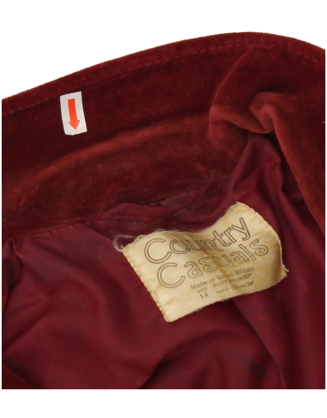 COUNTRY CASUALS Ženska baršunasta jakna sa 2 gumba UK 14 Velika bordo