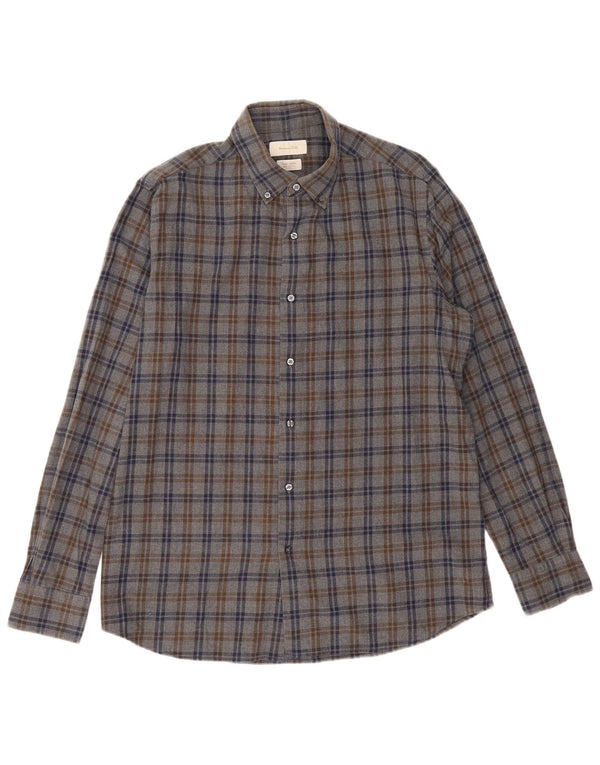 Massimo Dutti muška flanelska košulja veliki sivi karirani pamuk za Noć vještica