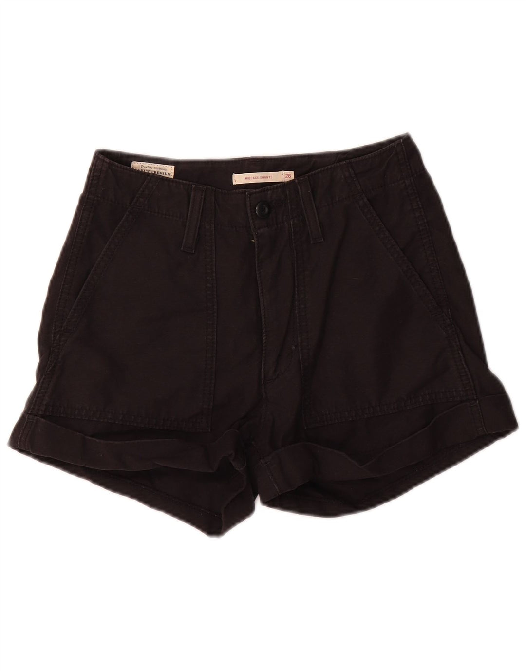 Levi's ženske kratke chino hlače s rebrima W26 male crne pamučne boje