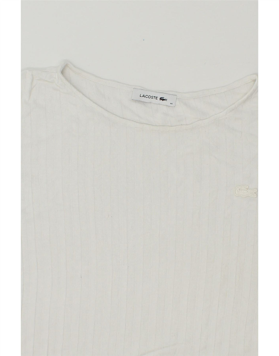 LACOSTE Womens T-Shirt Top Size 44 Large Off White Viscose Vintage Lacoste and Second-Hand Lacoste from Messina Hembry 